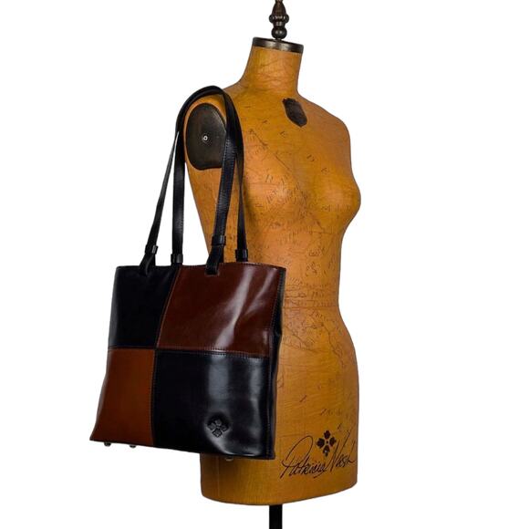 Patricia Nash Tote Bag Colorblock Braden Handbag black / brown NEW ,m - Picture 2 of 12